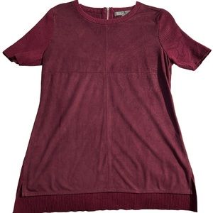 89th & Madison Burgundy Suede Front Sweater Sz M